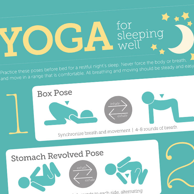 Infographic showing yoga before bed routine.