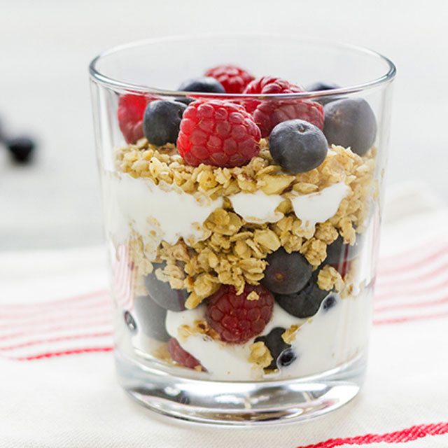 Yogurt parfait that is a simple snack to make with kids.